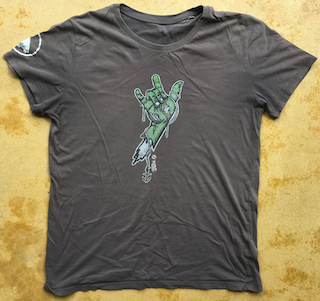 Anthracite T-shirt with green 'Rock Hand'